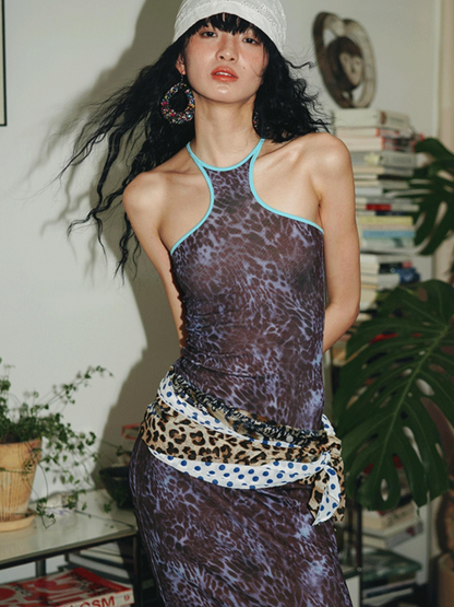 Leopard Print Contrast Color Tank