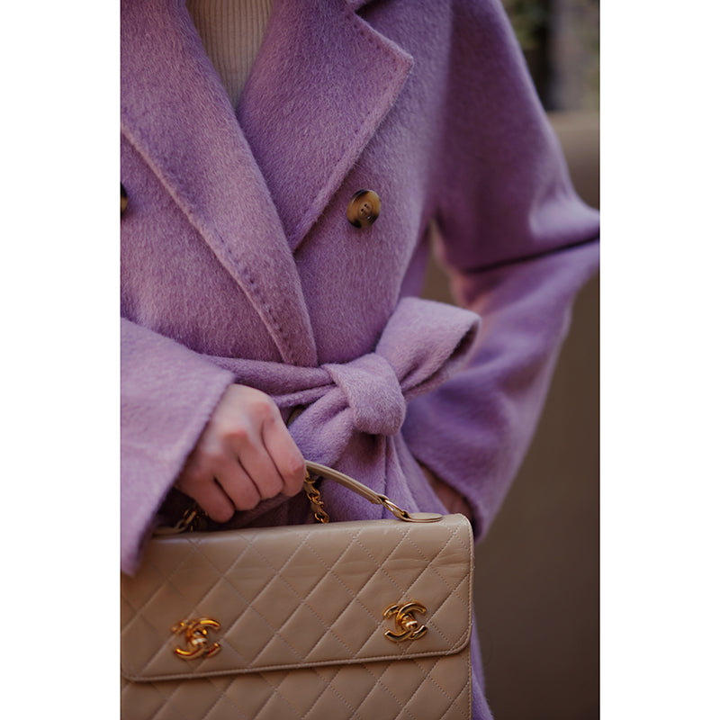 Purple lady long wool coat