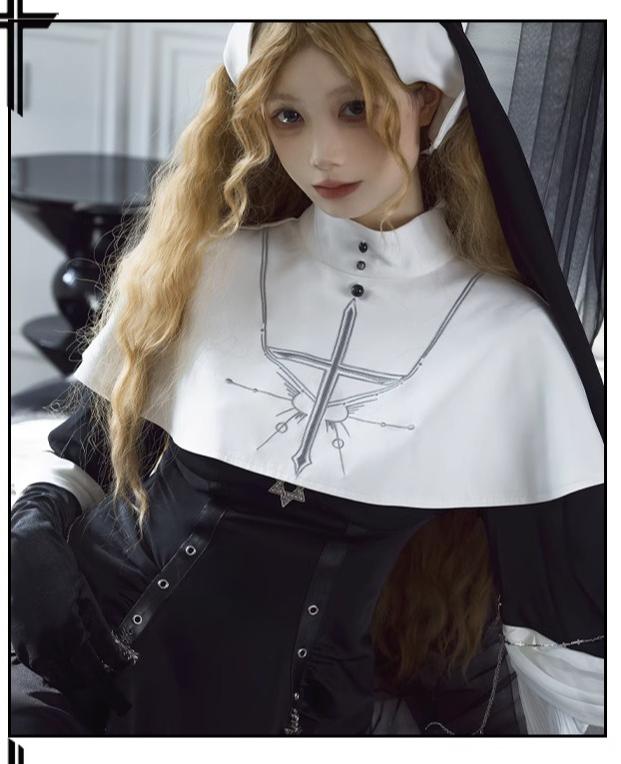 CHUNLV LOLITA - Night Cathedral - Halloween Nun Lolita OP Suit Gothic Dress Set