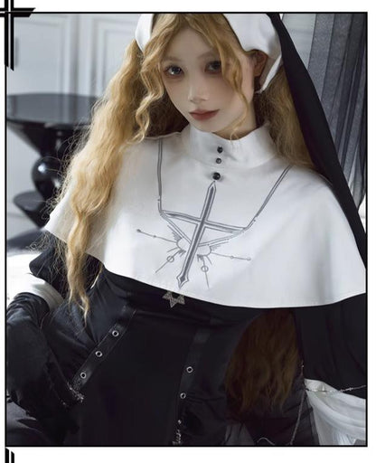 CHUNLV LOLITA - Night Cathedral - Halloween Nun Lolita OP Suit Gothic Dress Set