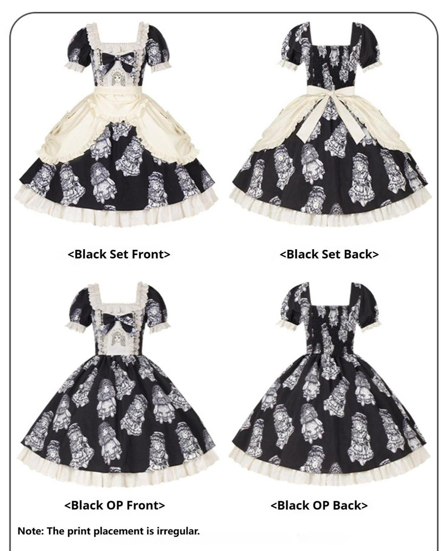 With PUJI - Doll Night - Vintage Twin Lolita OP Dress Embroidered Doll Dress