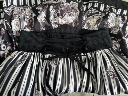Little Bear - Gothic Lolita Black and White Striped JSK Set