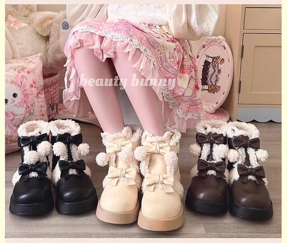 Beauty Bunny - Furry Bear - Winter Cute Lolita Shoes Short Snow Boots