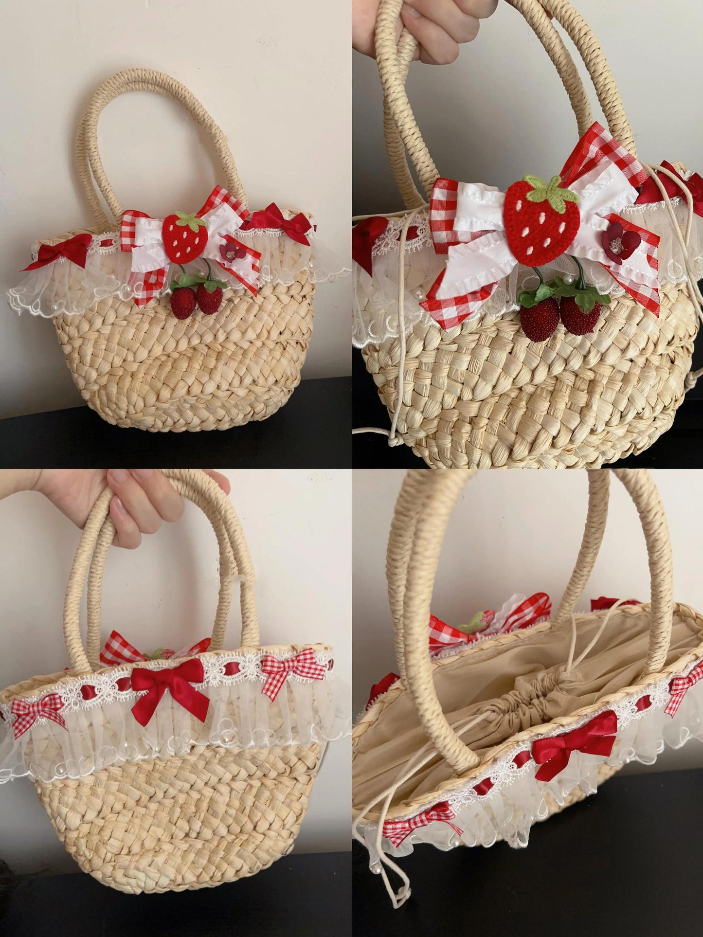 Sugar Girl - Strawberry Tea - Sweet Red Lolita OP Dress Short Sleeve Apron Dress