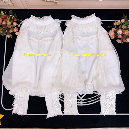 DMFS Lolita - Sweet Lolita Shirt Mutton Sleeves Chiffon Lolita Innerwear