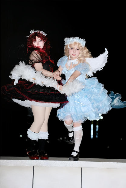 Daydream Whisper - Shisan District - Wedding Lolita OP Suit with Angel Demon Wings