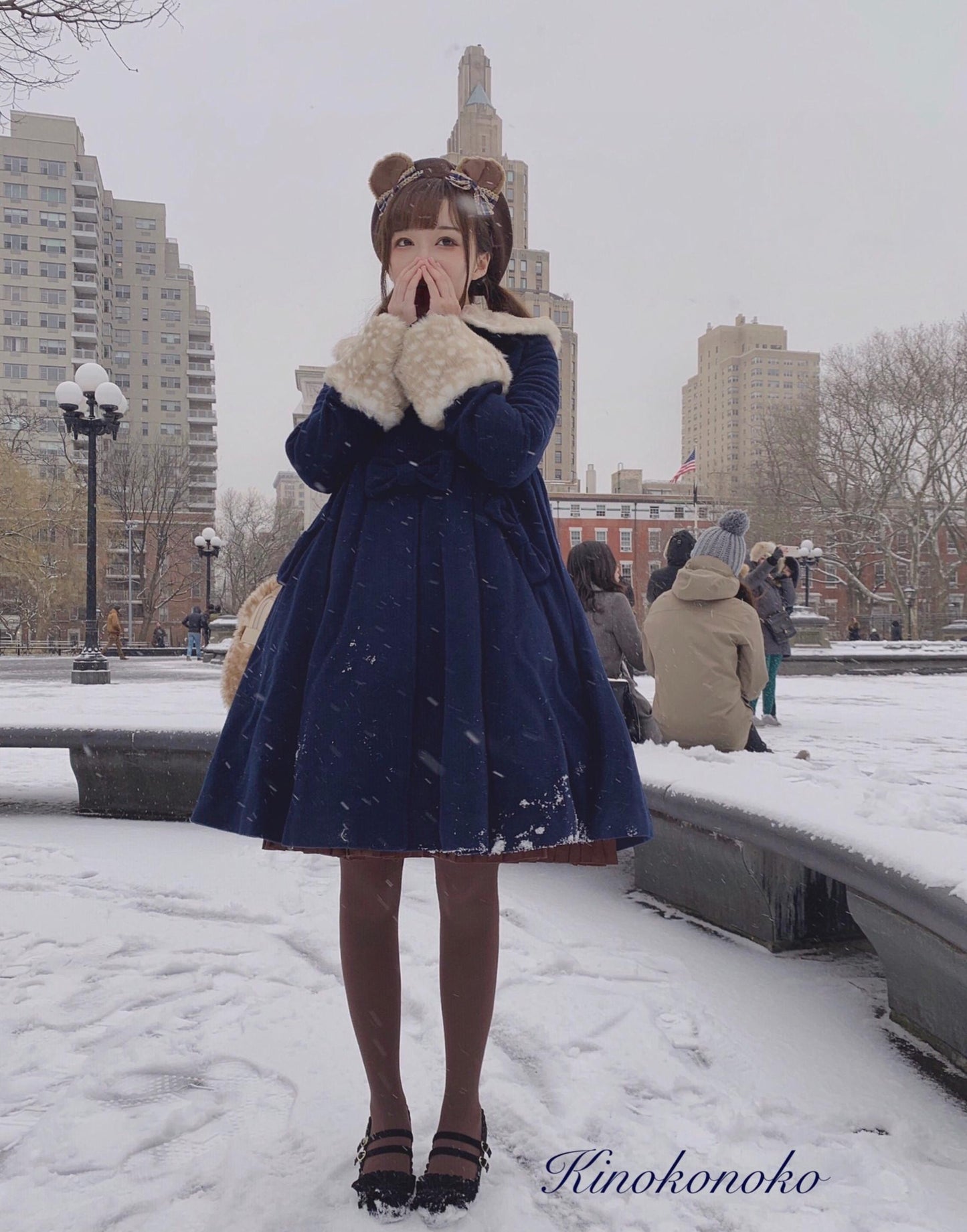 Unideer - Winter Lolita Coat Wool Bow Overcoat