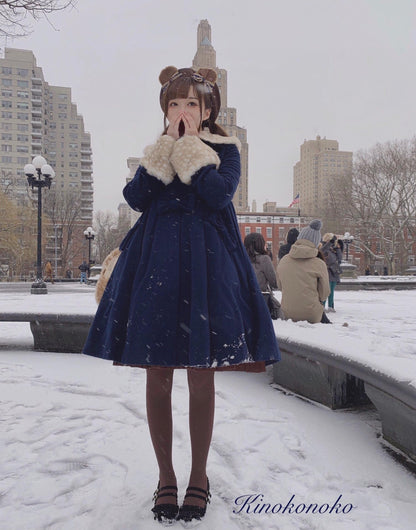Unideer - Winter Lolita Coat Wool Bow Overcoat