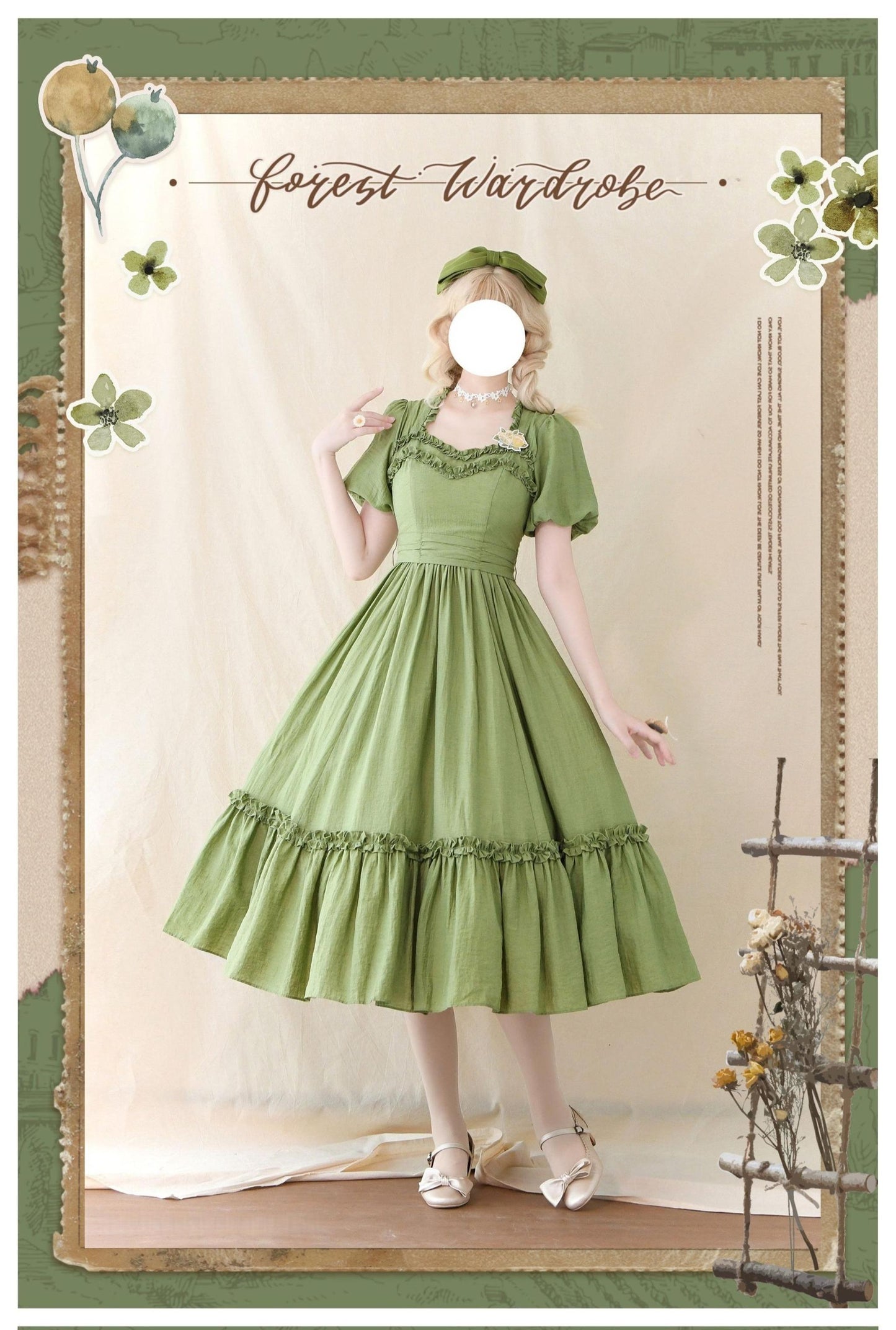 Forest Wardrobe - Forest Pastoral - Elegant Lolita Square Neck Long OP