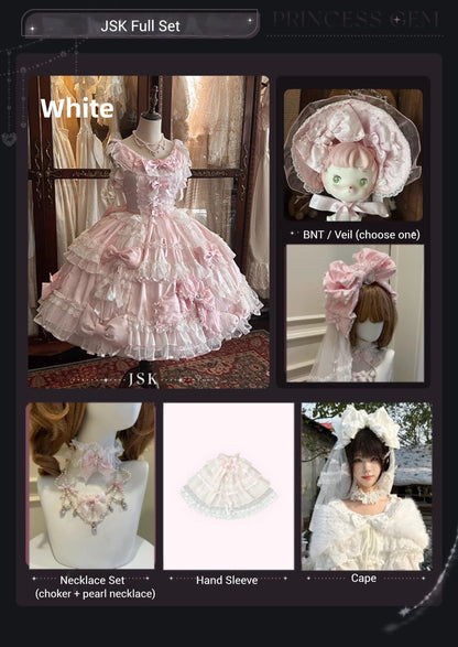 Mengfuzi - Gem Princess - Wedding Sweet Lolita JSK Dress Suit, Side Zipper