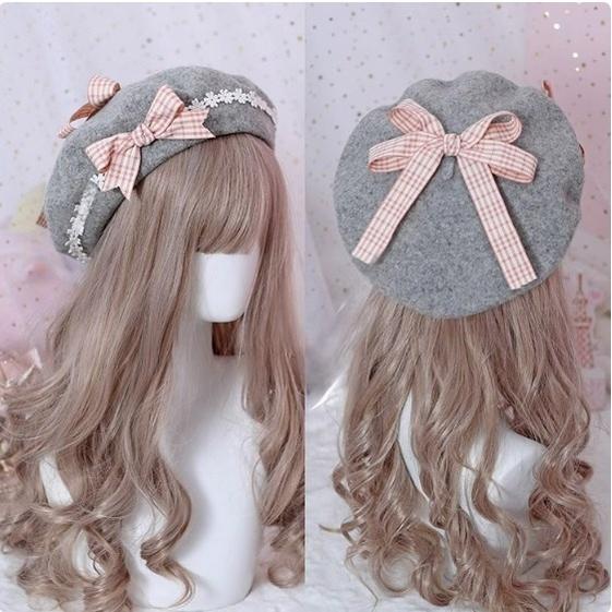 Xiaogui - Sweet and Lovely Daisy Bowknot Woolen Beret