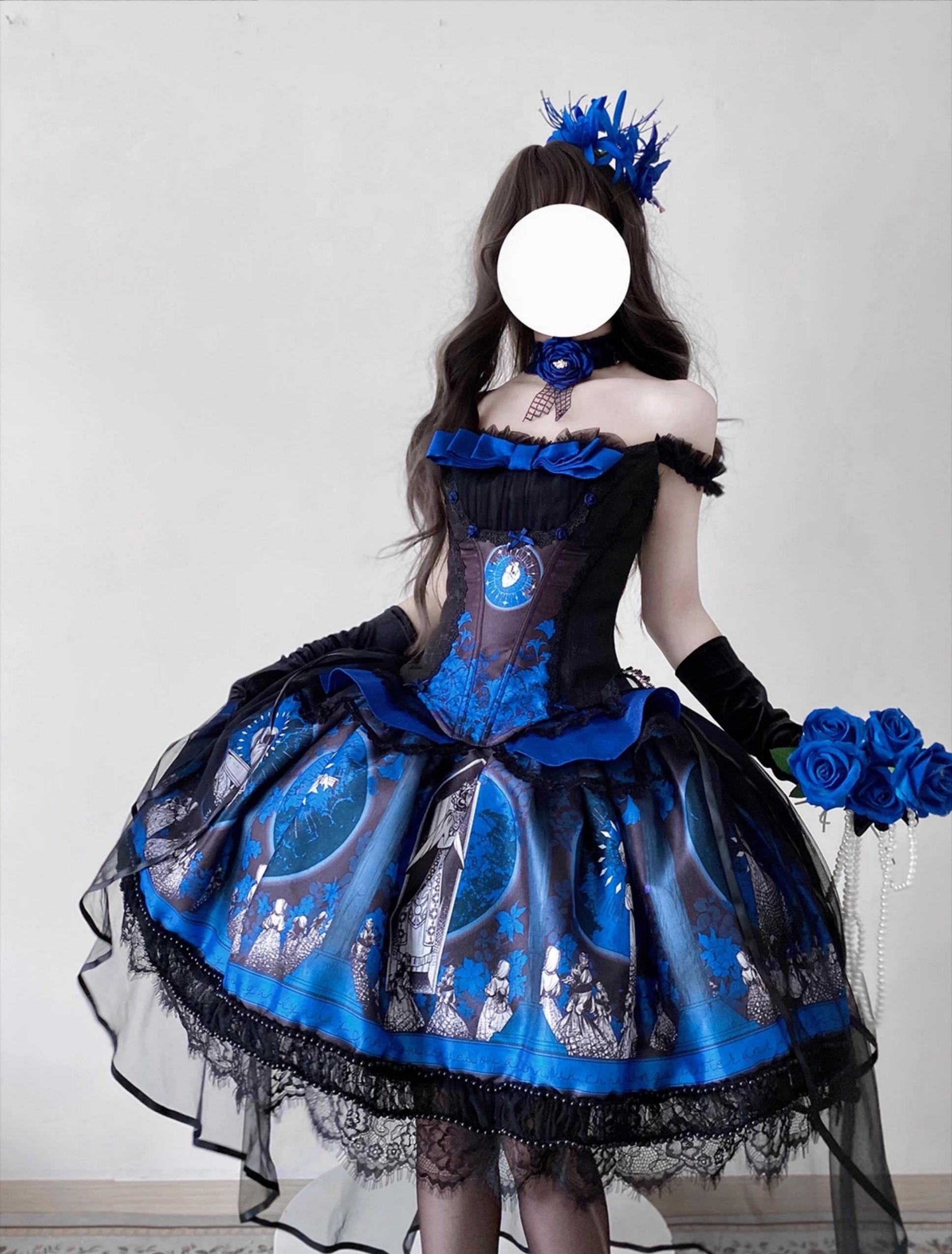 Caged Bird Hotel - Eclipsed Moon Gallery - Plus Size Halloween Gothic Lolita Skirt & Bodice Set