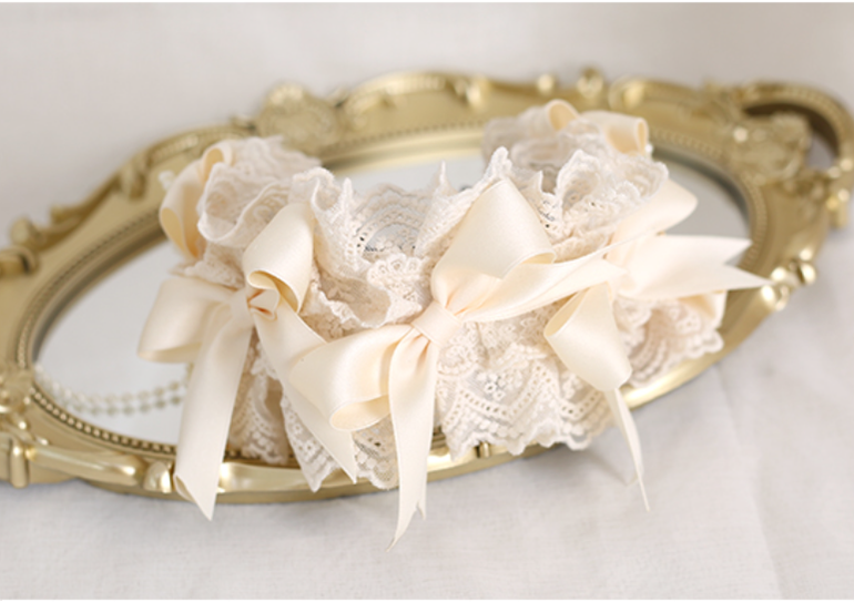 Xiaogui - Sweet Lolita Ivory Lace bow Hair Accessories