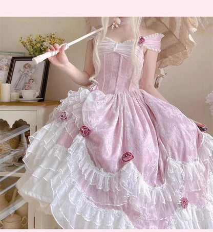 Sakurada Fawn - Manta - Plus Size Sweet Lolita JSK Dress with Rose Decoration