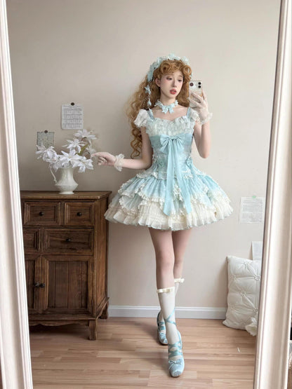 Meowing and fruity - Dream of Floral - Doll-Like Sweet Lolita Dress, Tiered Petal Hem