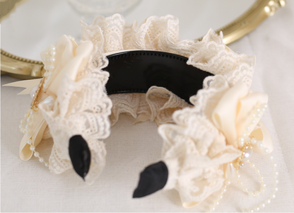 Xiaogui - Sweet Lolita Ivory Lace bow Hair Accessories