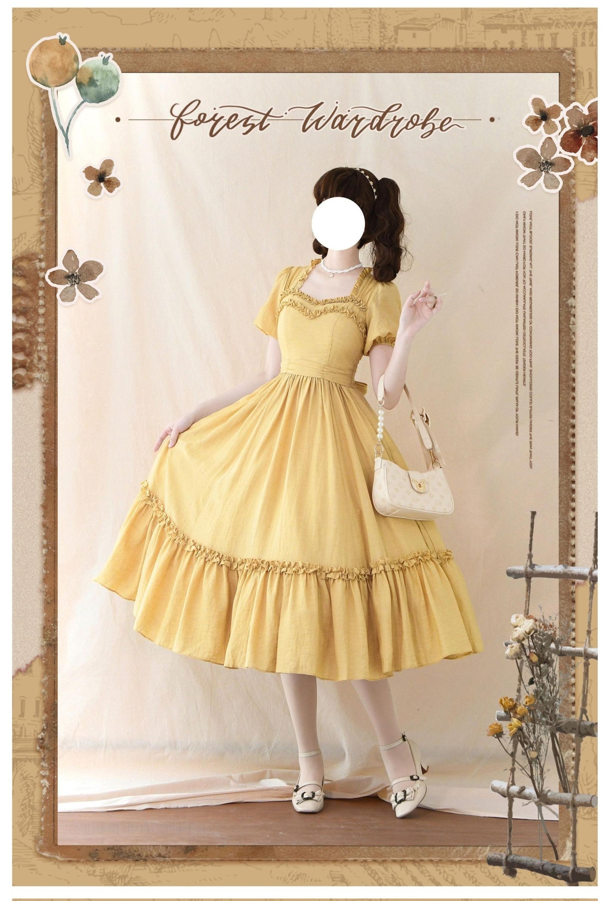 Forest Wardrobe - Forest Pastoral - Elegant Lolita Square Neck Long OP
