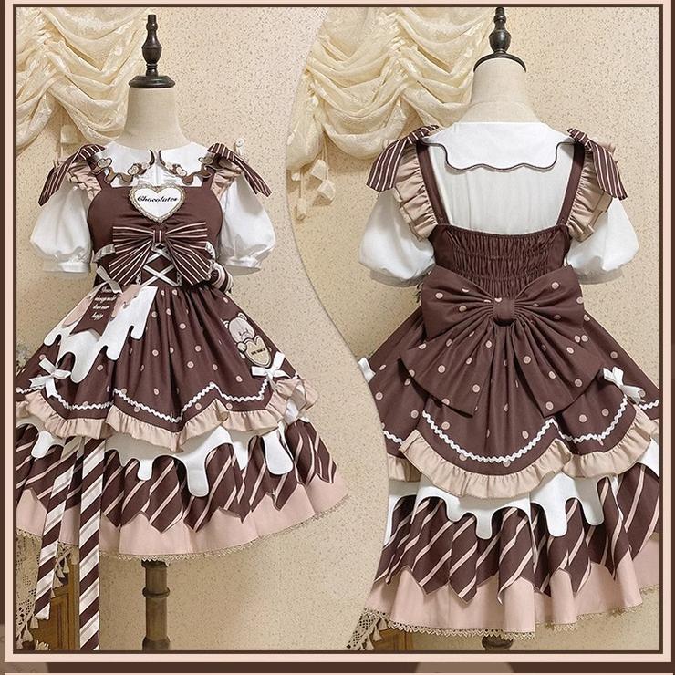 Half Sweet Lolita - Chocolate Milk Pie - Sweet Lolita Jumper Dress Summer Salopette