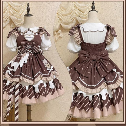 Half Sweet Lolita - Chocolate Milk Pie - Sweet Lolita Jumper Dress Summer Salopette