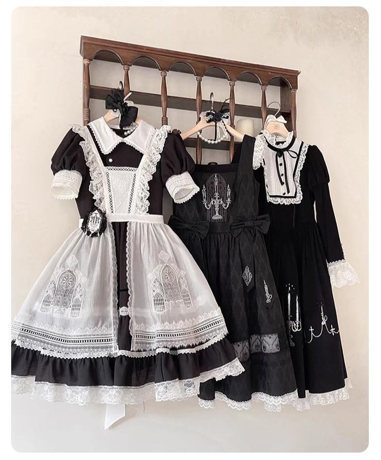 Mademoiselle Pearl - Winter Evening Prayer - Gothic Lolita Jumper Dress Embroidered Candlestick OP Dress