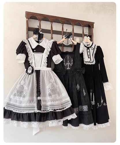 Mademoiselle Pearl - Winter Evening Prayer - Gothic Lolita Jumper Dress Embroidered Candlestick OP Dress