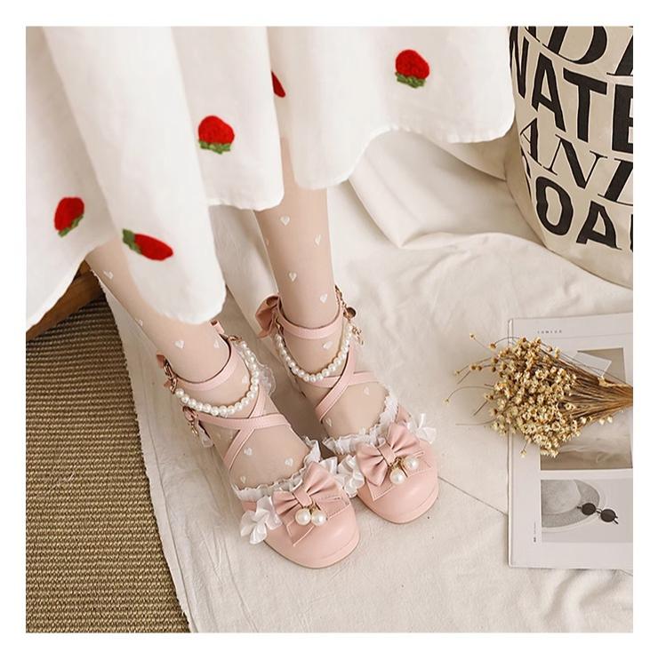 Yana - Chinese Style Yana - Plus size Qi Lolita Shoes Bow Pearl Lolita Sandal