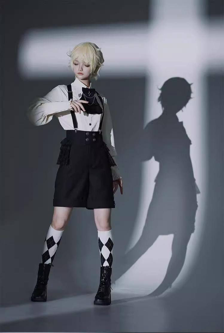 CastleToo - Night Raven Magic - Ouji Lolita Dress Set, Suspender Shorts & Cape