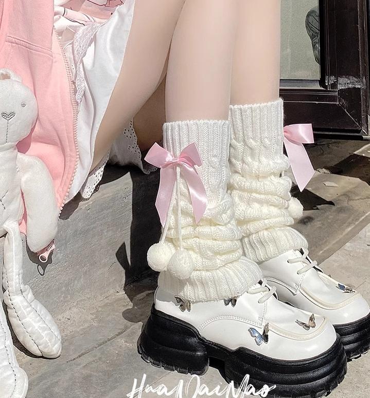 Hua Nai Cat - Cute Lolita Leg Warmers Winter Knitted JK Pile Socks