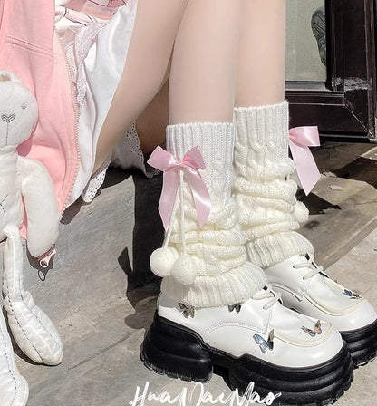 Hua Nai Cat - Cute Lolita Leg Warmers Winter Knitted JK Pile Socks