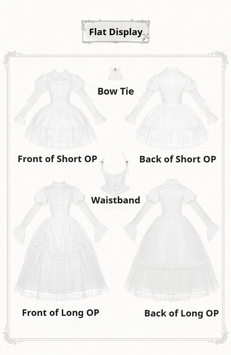 With PUJI - Fallen Heaven - White Gothic Lolita OP Set, Double Layered Skirt