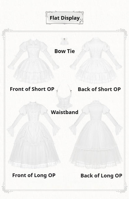 With PUJI - Fallen Heaven - White Gothic Lolita OP Set, Double Layered Skirt