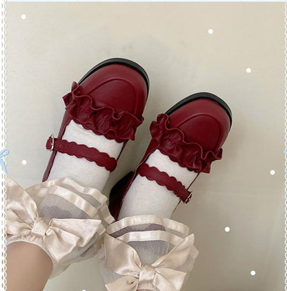 Sheep Puff - Mei Lulu - Lolita Japanese Lace Single Shoes