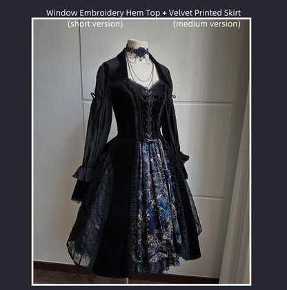 SUSIN - Night Traveler - Classic and Elegant Gothic Dress with Colorful Window Prints