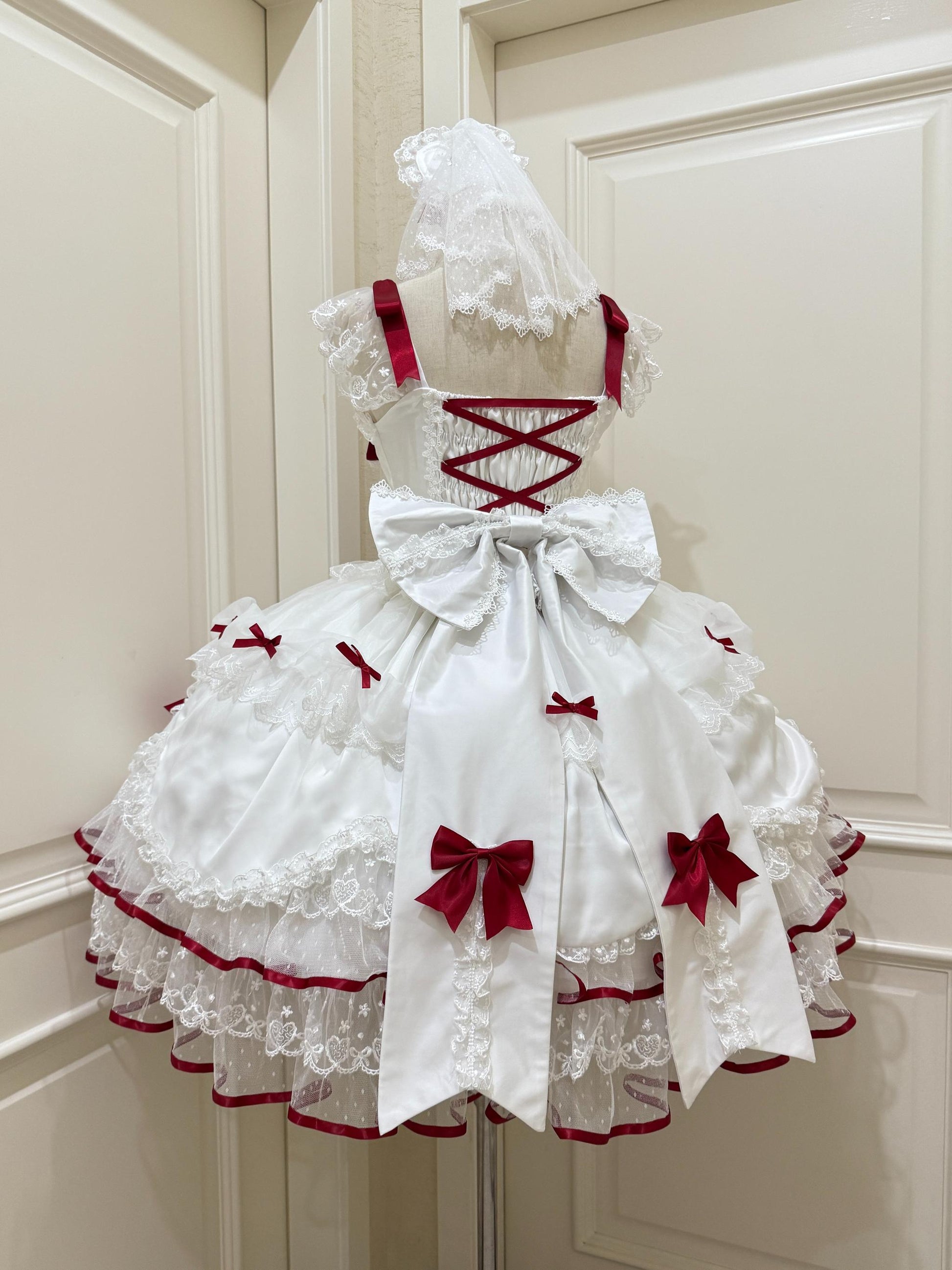 Sugar Girl - Velvet Sweetheart - Doll-like Sweet Lolita Jumper Dress, Bow Accents