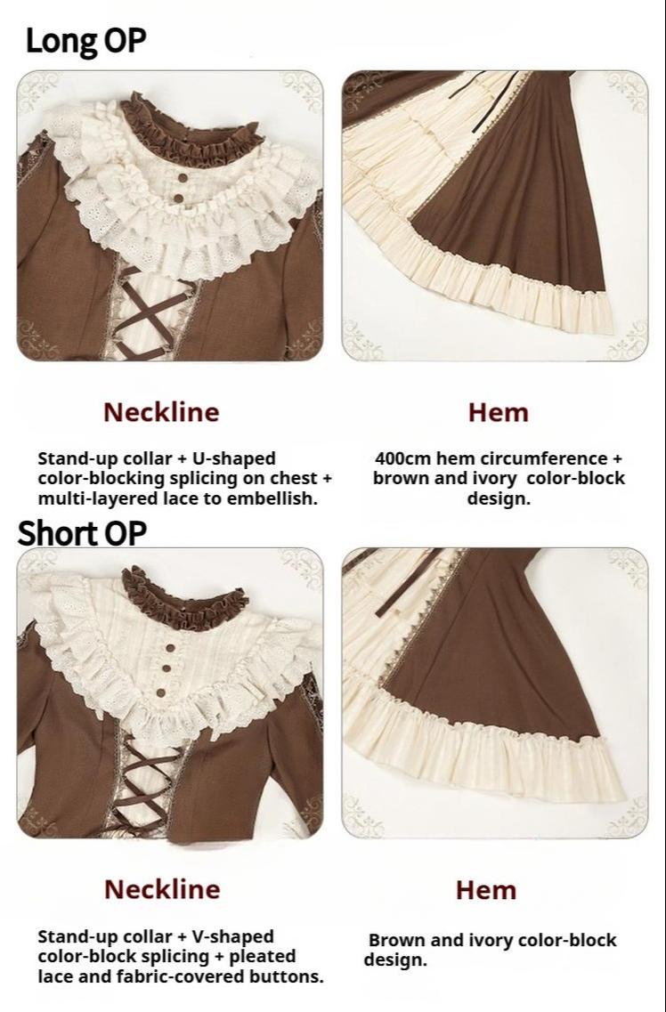 With PUJI - Walnut Box - Classic Lolita OP Dress Suit, Flared Sleeve