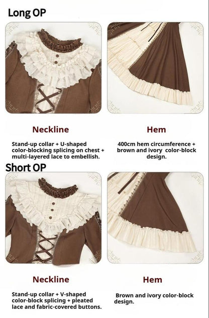 With PUJI - Walnut Box - Classic Lolita OP Dress Suit, Flared Sleeve