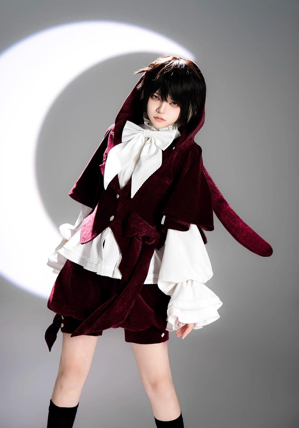 Princess Chronicles - Hare Hunter - Vintage Red Ouji Suit With Bunny Ear Hooded Jacket