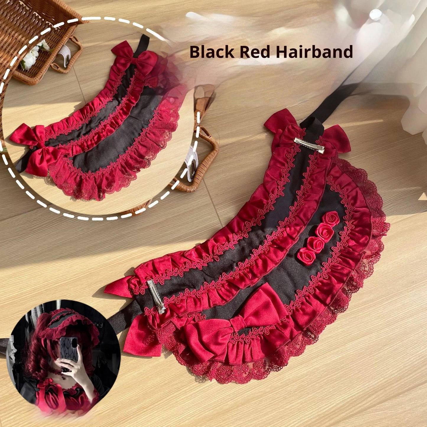 Uncle's Workshop - Stacked - Lolita Accessory Set Hairband Bow Trailing Brooch Choker