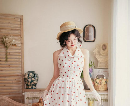 Forest Wardrobe - Afternoon Forest - Vintage Lolita Dress Halter Neck Open Back