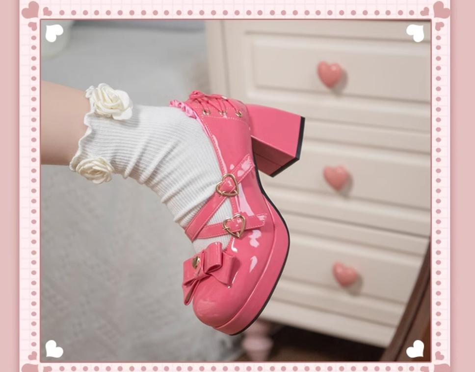 Milk Bun Bunny - Sweet Lolita High Heel Bow Princess Lolita Shoes