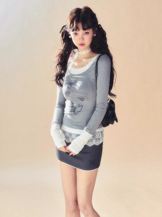 Butterfly Printed Long Sleeve T-Shirt【s0000007512】