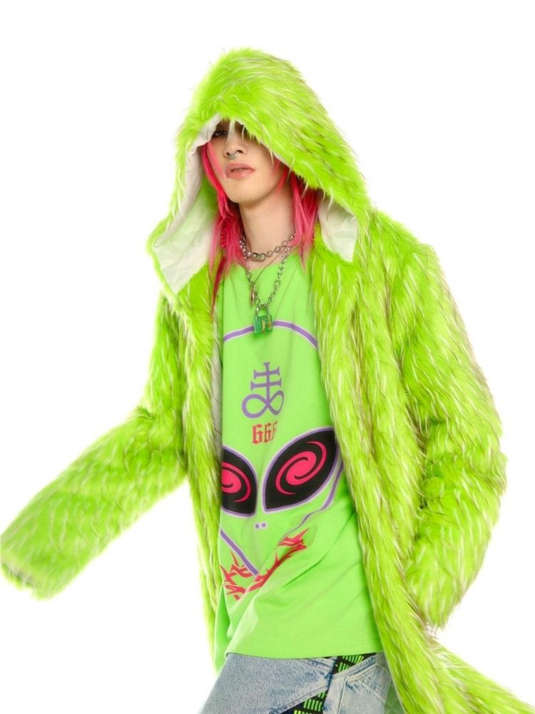 Fruit green hooded long coat and hat【s0000004456】