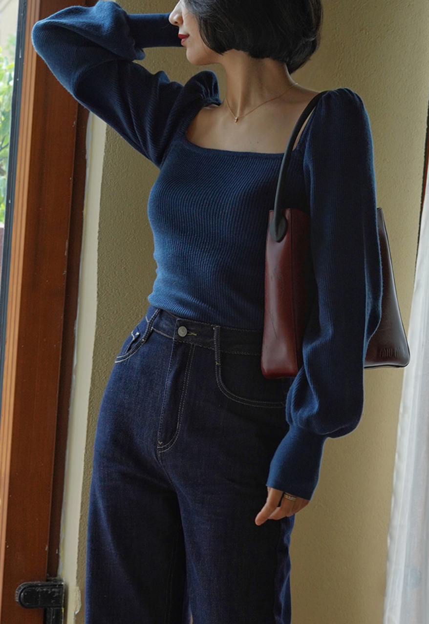 blue indigo vintage wide leg denim