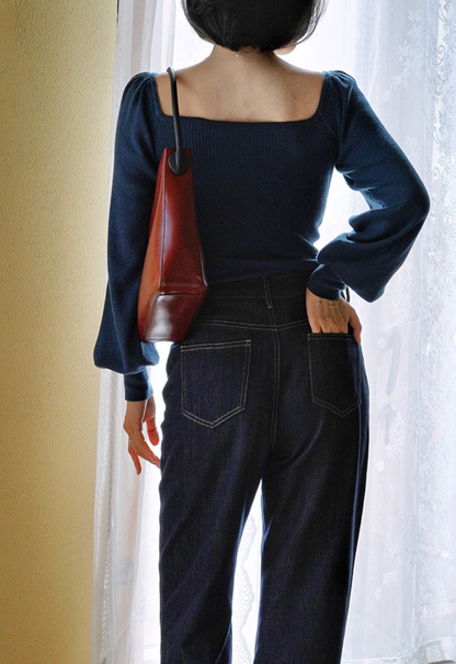 blue indigo vintage wide leg denim