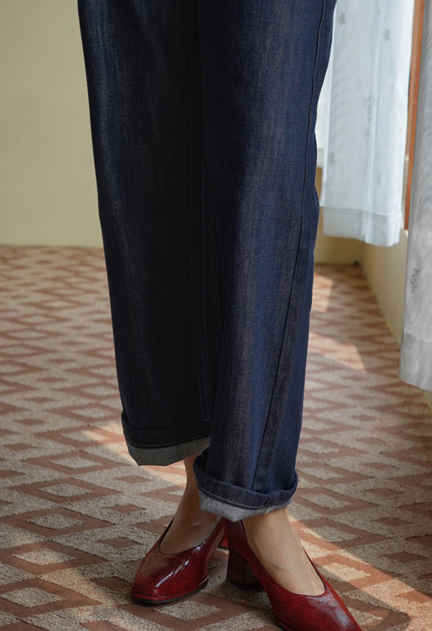 blue indigo vintage wide leg denim