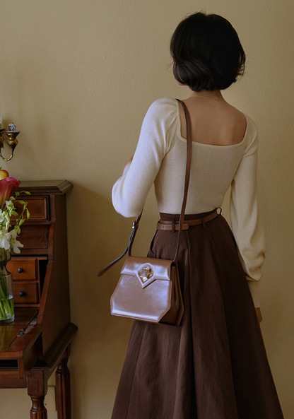 Lady's brown umbrella skirt