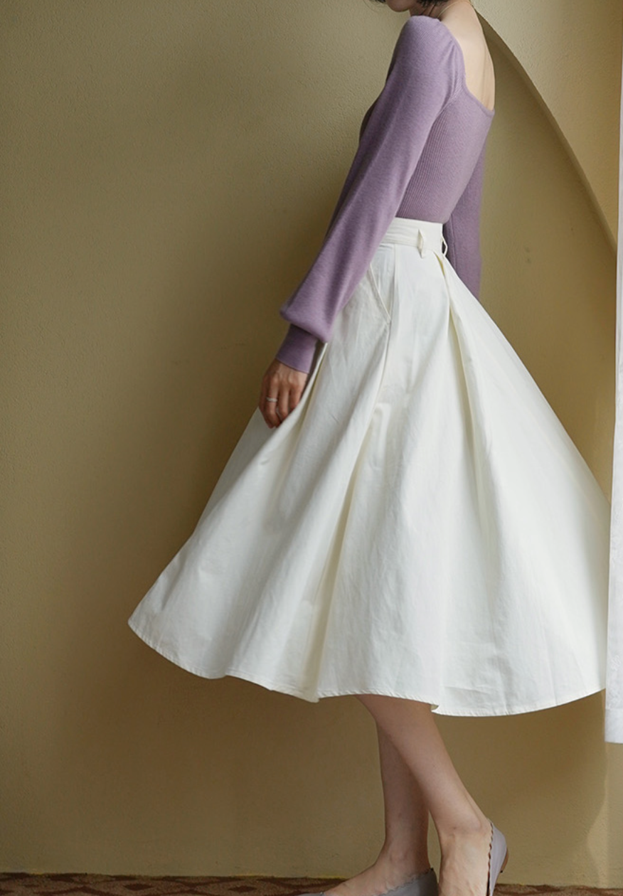 White Umbrella Skirt for Ladies