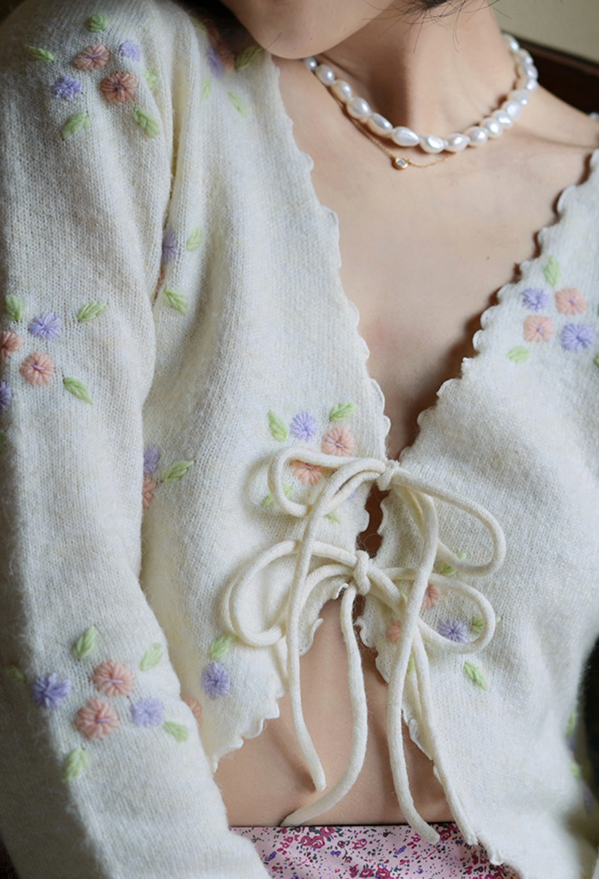 flower embroidery cardigan