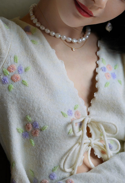 flower embroidery cardigan