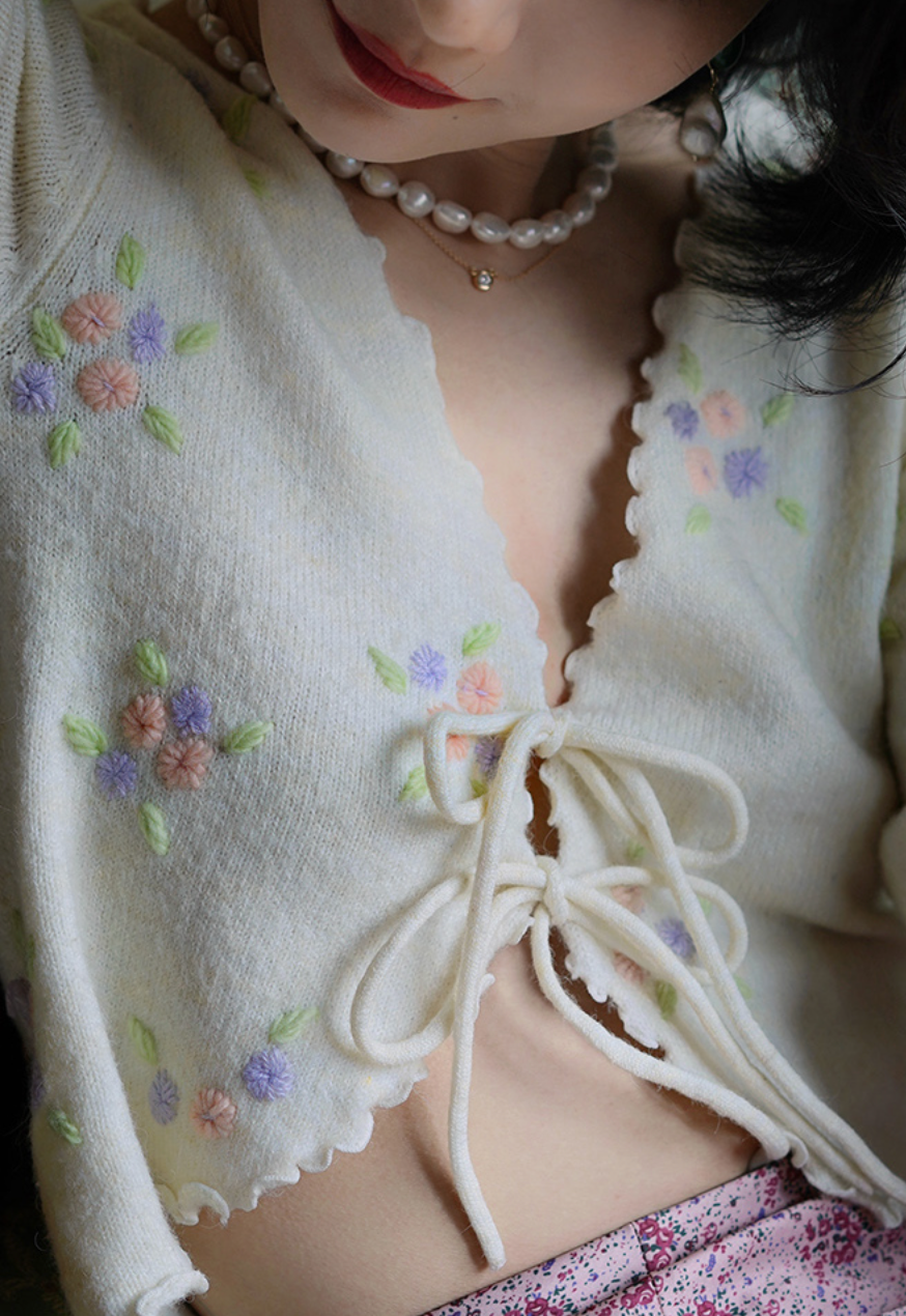 flower embroidery cardigan